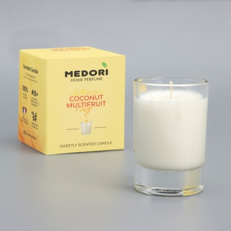 Aromatic candle in a glass of Medori "Coconut Multifruit", Cos and Multipherit-2