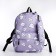 School backpack from textiles on lightning, 3 pockets, pencil case, lilac color