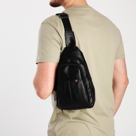 Male sling bag, artificial leather, black color