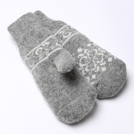Women's mittens, gray/white color, size 20-22-1