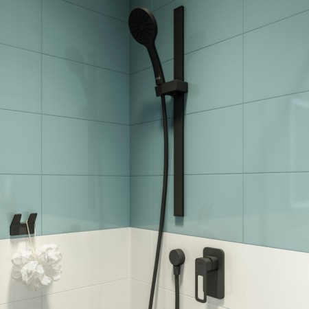 Shower mixer IDDIS SLIDE SLIBL00I66, single -leaf, without watering can, without spout, black-1