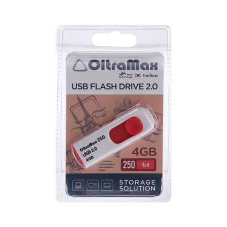 OLTRAMAX 250, 4 GB, USB2.0 flash drive, th he is up to 15 MB/s, PBU up to 8 Mb/s, red-4