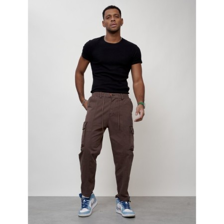 Cargo jeans men, size 56, brown color-6