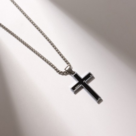 Cross "Cross" Perspective, black color in silver, 70 cm-1