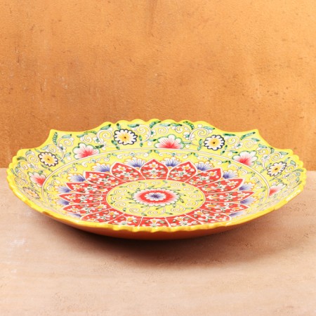 Largan Rishtan ceramics "Flowers", 41 cm, yellow mix, corrugated-6