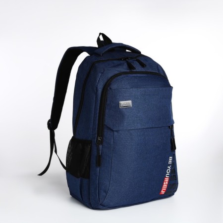 Youth backpack with a zipper, 4 pockets, blue color-2