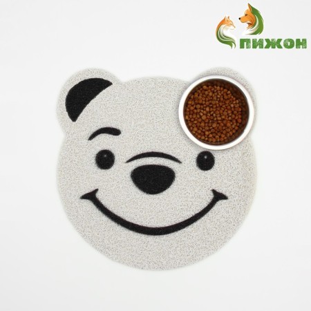 2-in-1 rug for a bowl/toilet for animals "Bear", 30 x 30 cm, white