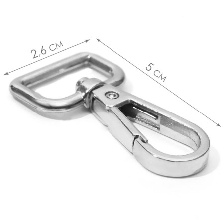 Metal carbine, 50 × 26 mm / 20 × 3 mm, 5 pcs, silver color-1