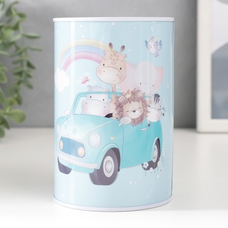 Piggy bank Metal "Beasts in Auto" MIX 8x8x12.5 cm-3