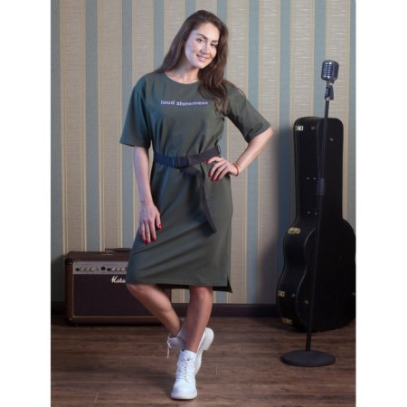 Women's dress Loud Statement, size 48, Khaki color