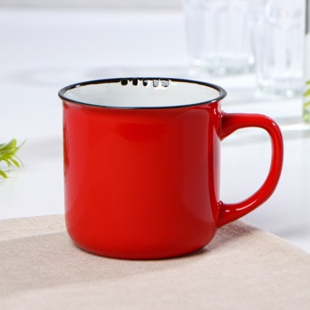Mug ceramic shares "Emal", 340 ml, red color