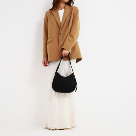 Female bag on one shoulder, on a zipper, black color-9