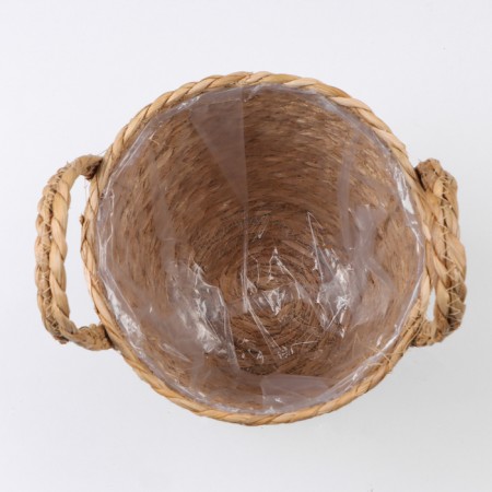Kashpo wicker "safari" with handles, 21.5x21.5x18.8 cm, natural-5