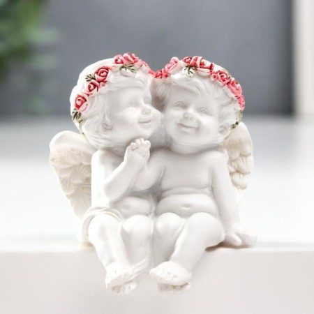 Polystone souvenir "Snow -white angels in pink wreaths, they have mercy" 6x5.5x4 cm