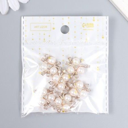 Decor for creativity plastic "Flower with pearls" set of 6 pcs 2x2 cm-4