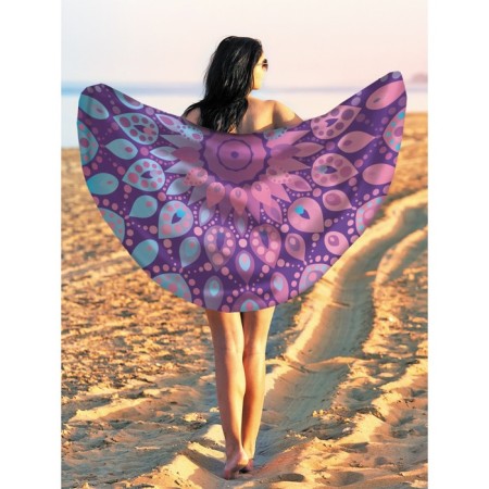 Pareo and beach rug "Violet Mandala", d = 150 cm