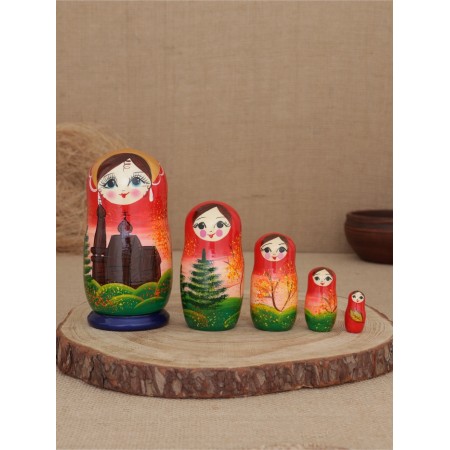 Matryoshka "Temple" 5 puppet