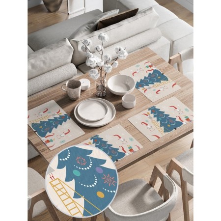 A set of napkins for setting the table "Gnomes decorate the Christmas tree", rectangular, rounded edges, size 30x46 cm, 4 pcs-1