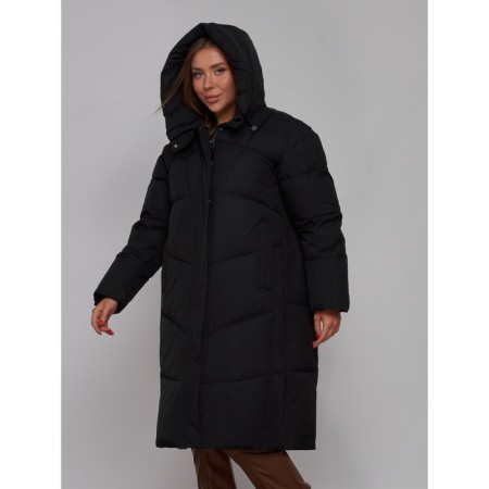 Coat insulated winter female, size 44, black color-5