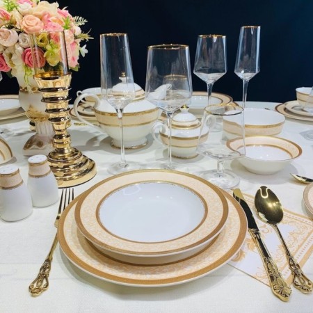 A set of deep plates of Lenardi Elizabeth, D = 23 cm, 6 pcs