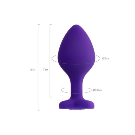 Anal plug Diamond Heart, silicone, purple color, 8 cm, d = 3 cm-5