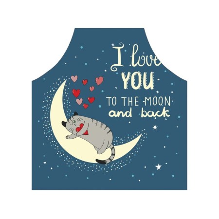 Apron kitchen with a “Valentine with a cat” photo print, adjustable, size OS-2