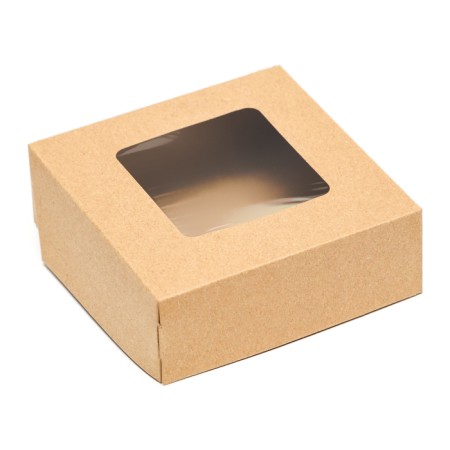 The box is folding, with a window, craft, 11.5 x 11.5 x 4 cm, set 10 pcs.-1