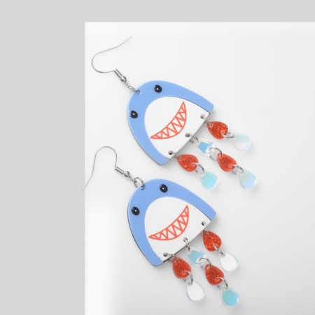 Akril earrings "sharks", colored in silver-1