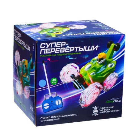 Radio-controlled “Trick” car, works on batteries, lighting effects, blue color, blue-5