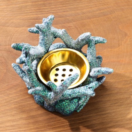Stand for incense powder and cones "Coral", Blue, 6.3x10 cm-1