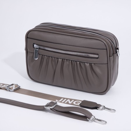Bag Cross-Bodi with a zipper, khaki color-3