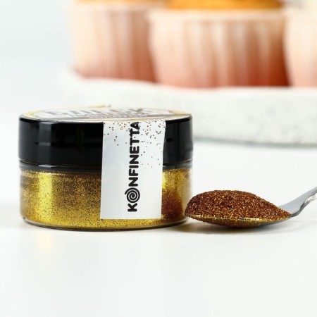 Food sparkles with small fraction are dark gold for cupcakes, cakes and drinks, 5 g.-3