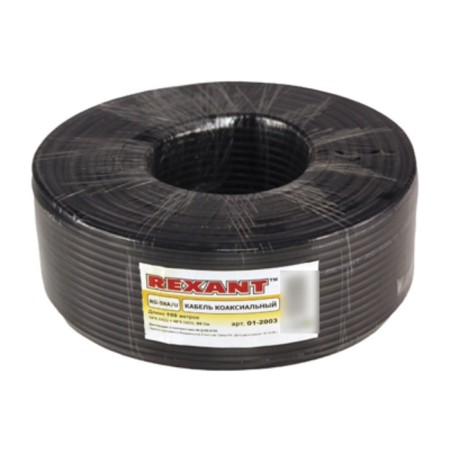 Bay COBAR COOCHICIAL RG-58 A/U, 50 Ohm, Cu/Al/Cu, 64%, 100m, Indoor, Black Rexant-1