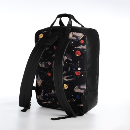A backpack - a bag, Erich Krause, a wallet from textiles, artificial leather, black color-1