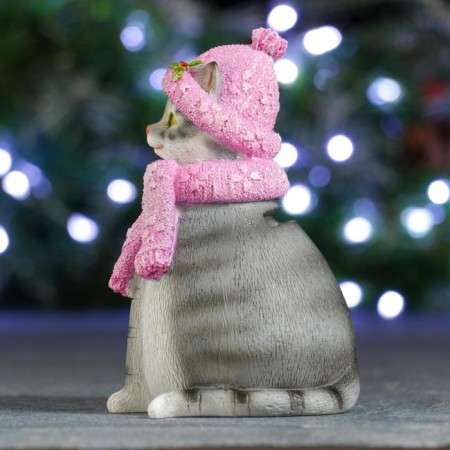 Piggy bank "Cat Charlotte" gray, 10x10x15cm-1
