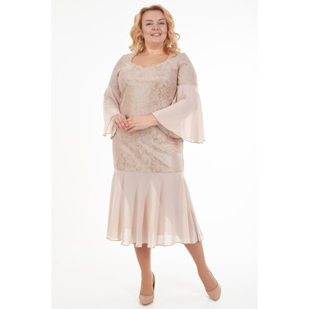 Female dress, size 52, beige color-3