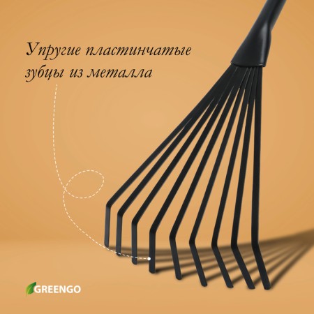 Robble small, fan, plate, 9 teeth, length 38 cm, 9 teeth, metal, plastic handle, Greengo-2