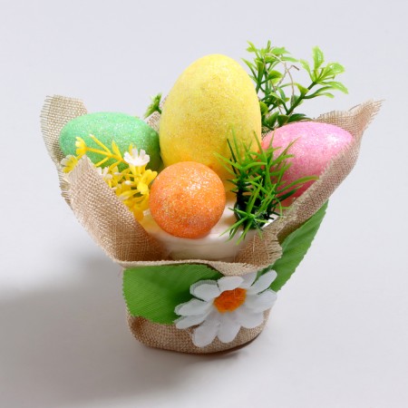 Easter decor "Basket with eggs" 11x11x12 cm-2