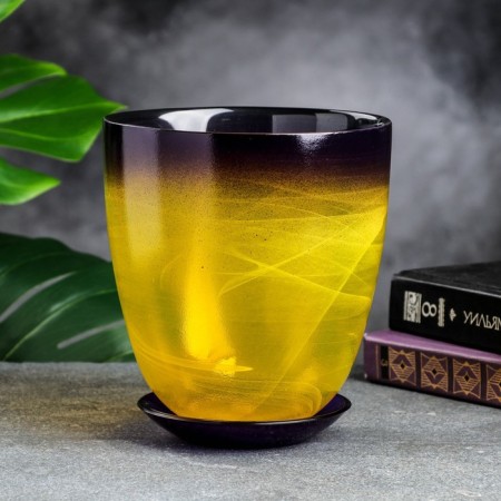 Flower pot with pallet No. 4 "Aleb" yellow-violet, 2 l