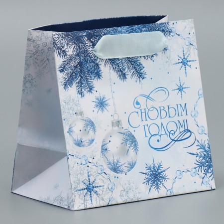 Laminated square "Snowflakes", 14 x 14 x 9 cm, New Year-1