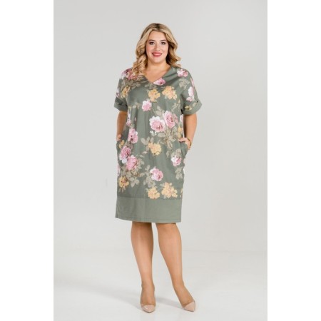 Women's dress, size 52, green color-1