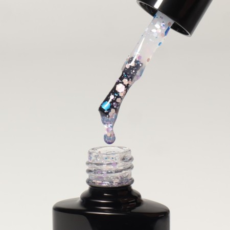 Nail varnish gel, Milk Glitter, 3 phase, 8ml, LED/UV, Transparent color (02)-5