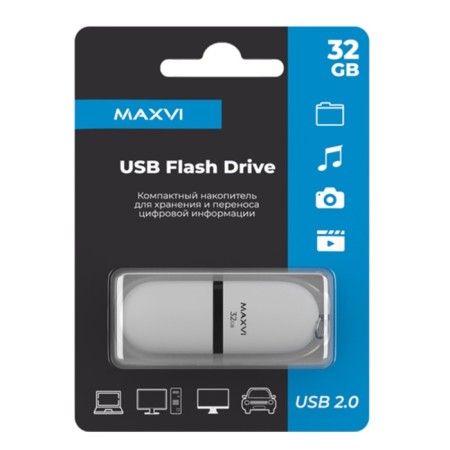 Flash drive Maxvi SF, 32 GB, USB2.0, threes up to 25 MB/s, PBU up to 15 Mb/s, white-2
