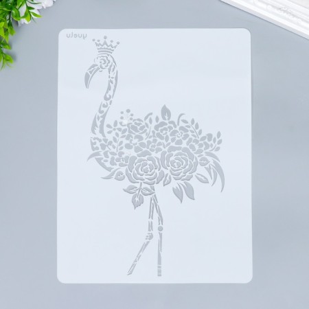 Plastic stencil "Flamingo Flowering Flower in the Michendi style" 29x20.8 cm