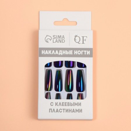 Poaring Failure Nails, 12 pcs, with adhesive plates, ballerina shape, black-4