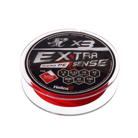 Helios Extrasense X3 PE, diameter 0.22 mm, test 10 kg, 92 m, red