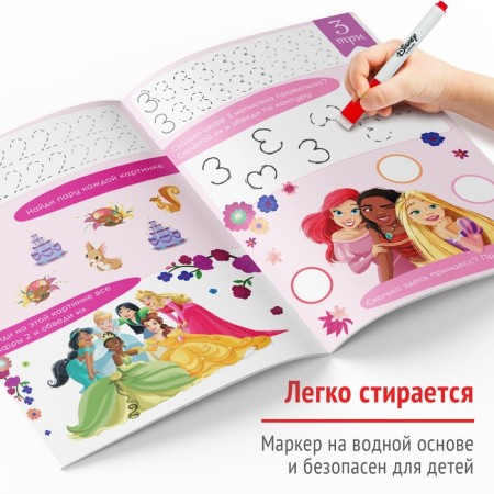 The reusable book “Write and Style. Numbers ", 16 pp., 17 × 24 cm, + marker, princesses-4
