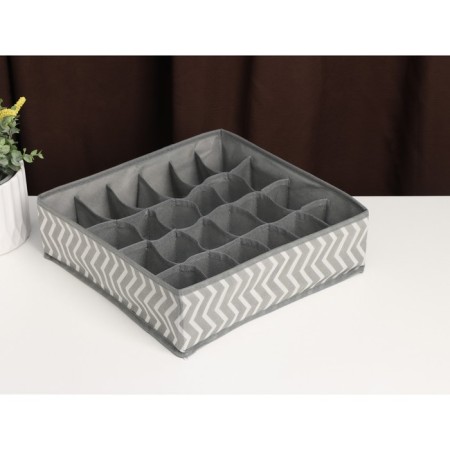 Organsiser for storing linen "Simetro", 24 cells, 32 × 32 × 10 cm, color gray color-1
