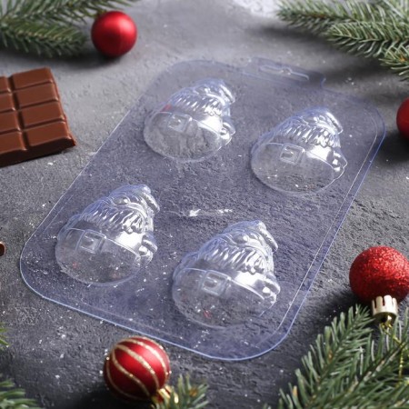 Form for chocolate and sweets Plastic "Mini Santa Claus", cell size 5 × 7 cm, color transparent color-2