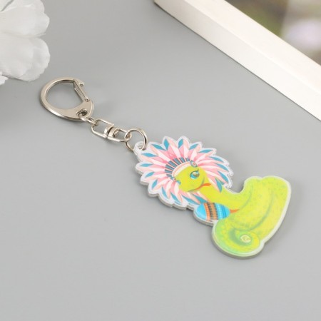 Acryl keychain "Snake with Marakas in the Indian headdress" 5.8x4.3 cm-1